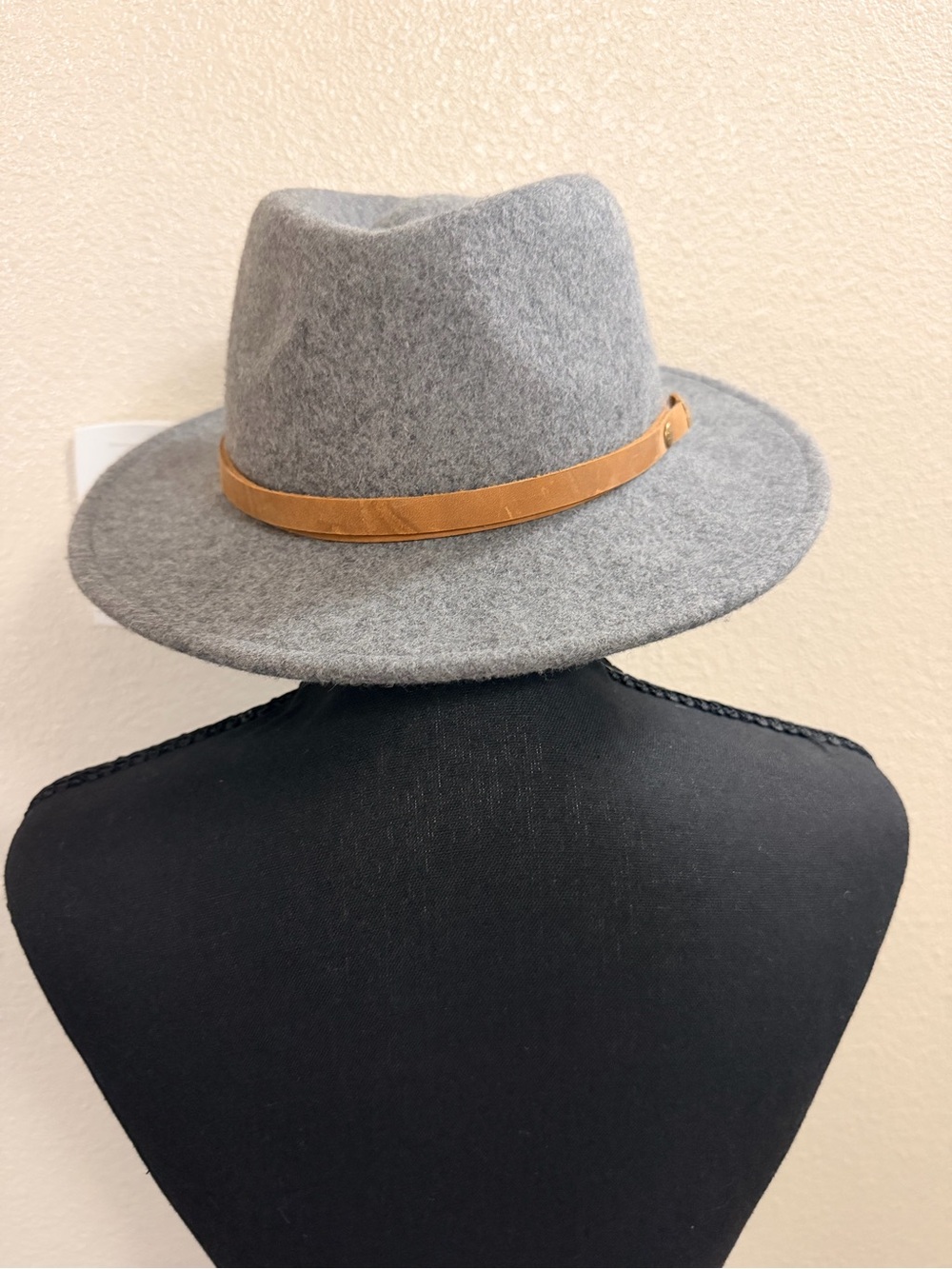Frye Black Wool Fedora with Tan Trim